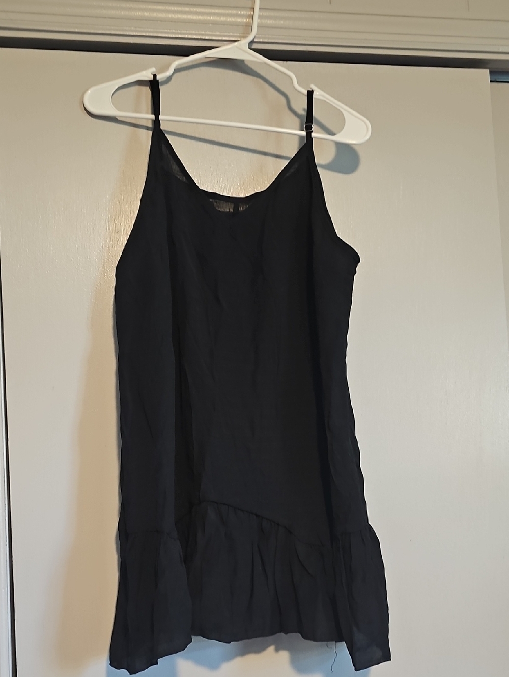 SHEIN Black Slip Dress with Ruffle Hem